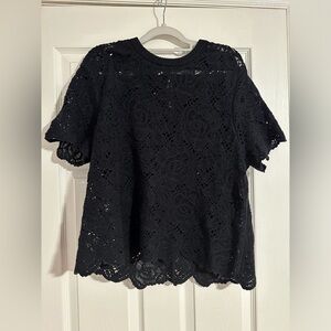 NWOT Abercrombie Women's Crochet-Style Lacy Tee Black XL